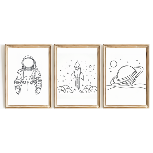 Space Line Art Print Set