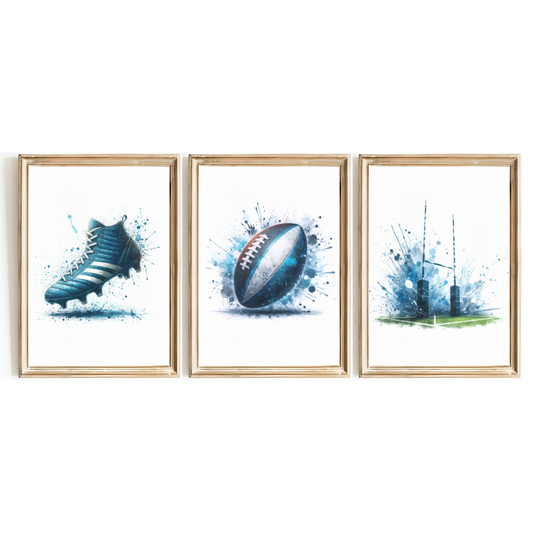 Blue Rugby Print Set