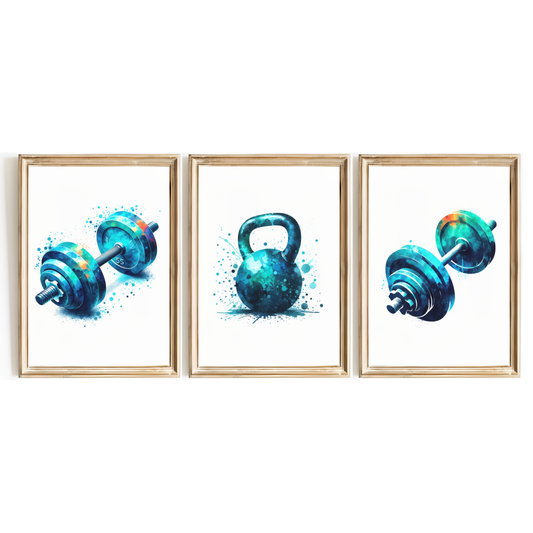 Blue Gym Print Set