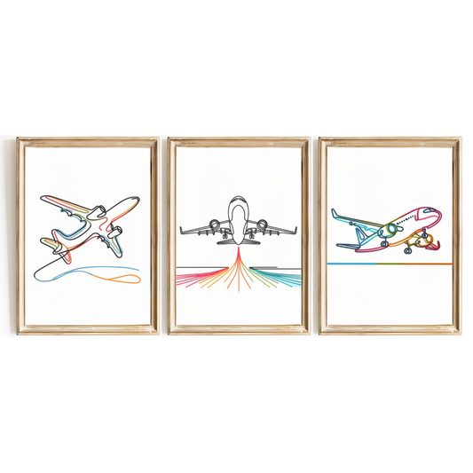 Colourful Plane Print Set