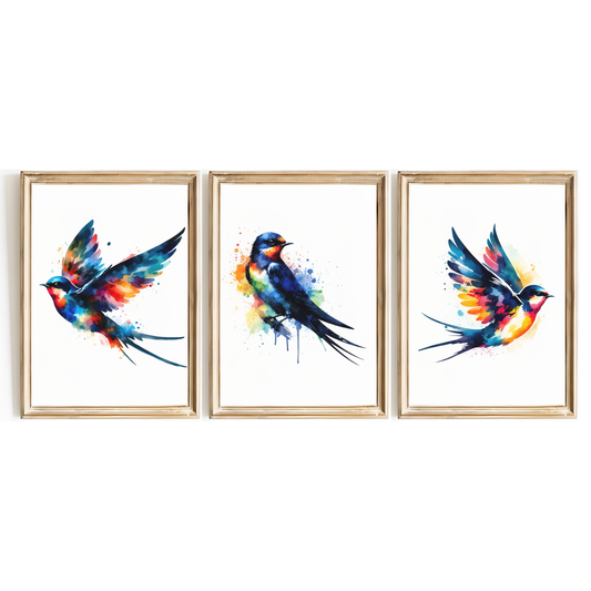 Watercolour Swallow Print Set