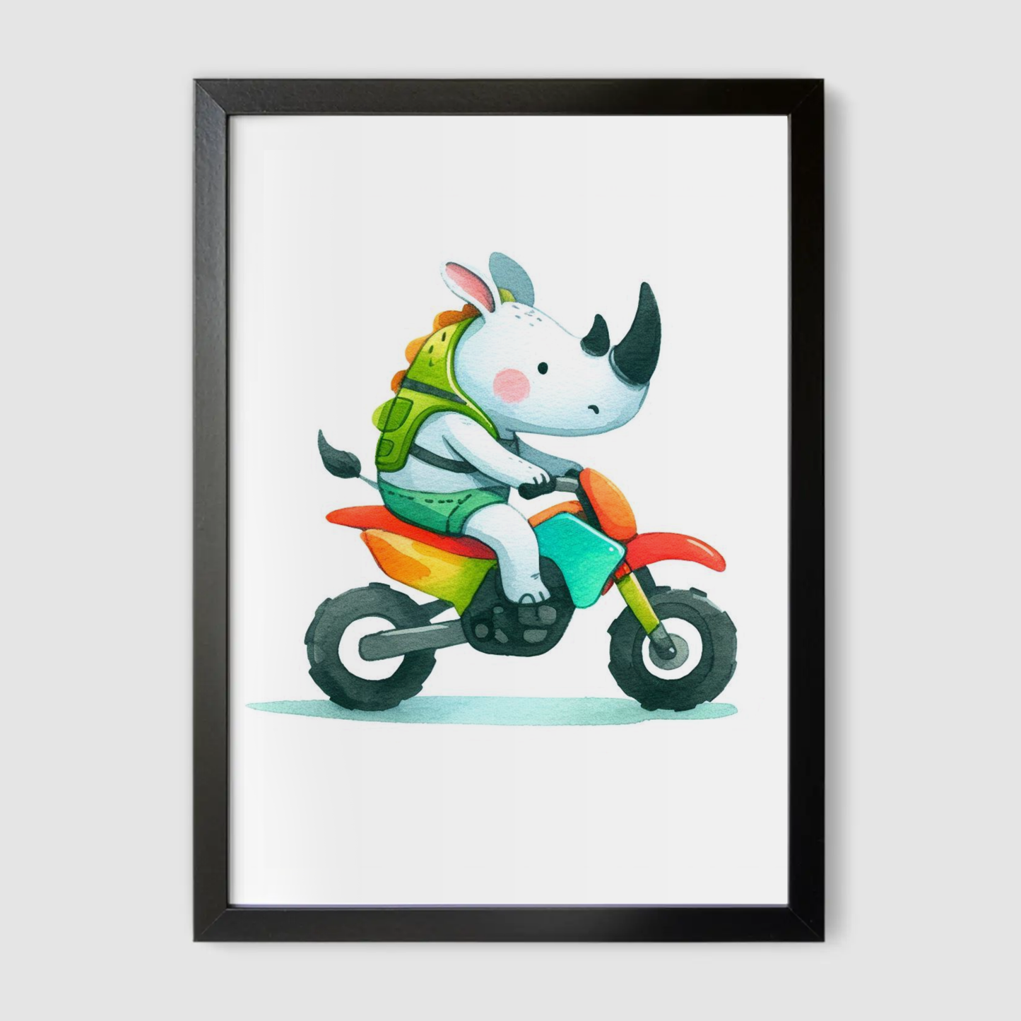 Rhino Biker Print - Animal Motorbike Nursery Collection