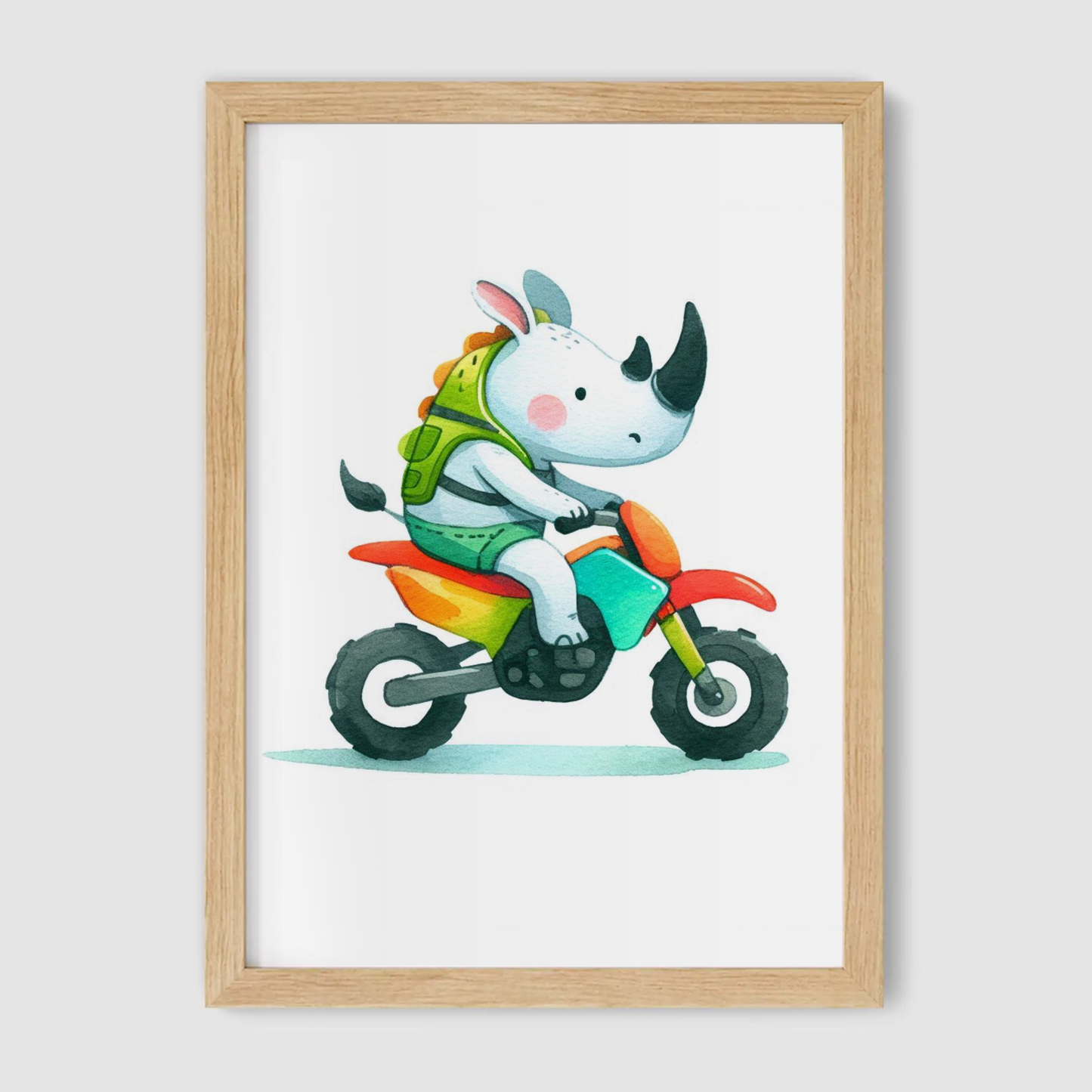 Rhino Biker Print - Animal Motorbike Nursery Collection