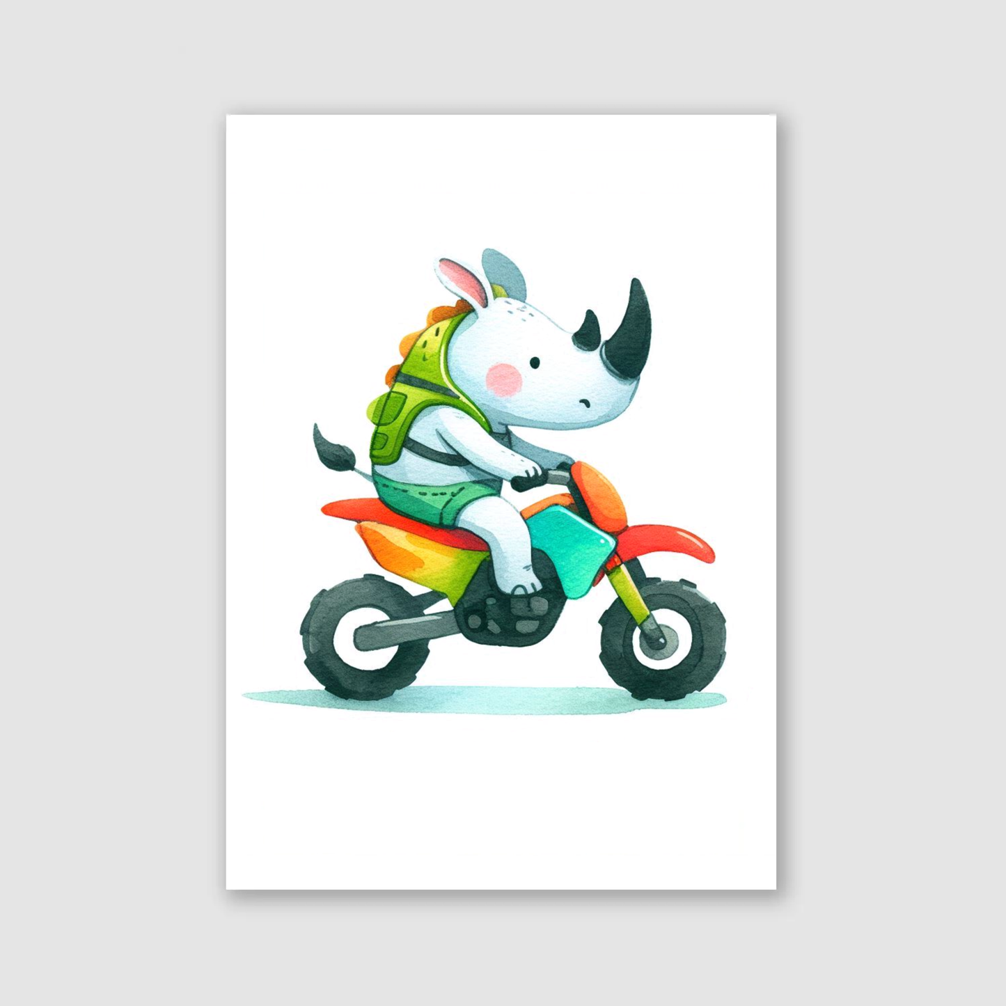 Rhino Biker Print - Animal Motorbike Nursery Collection