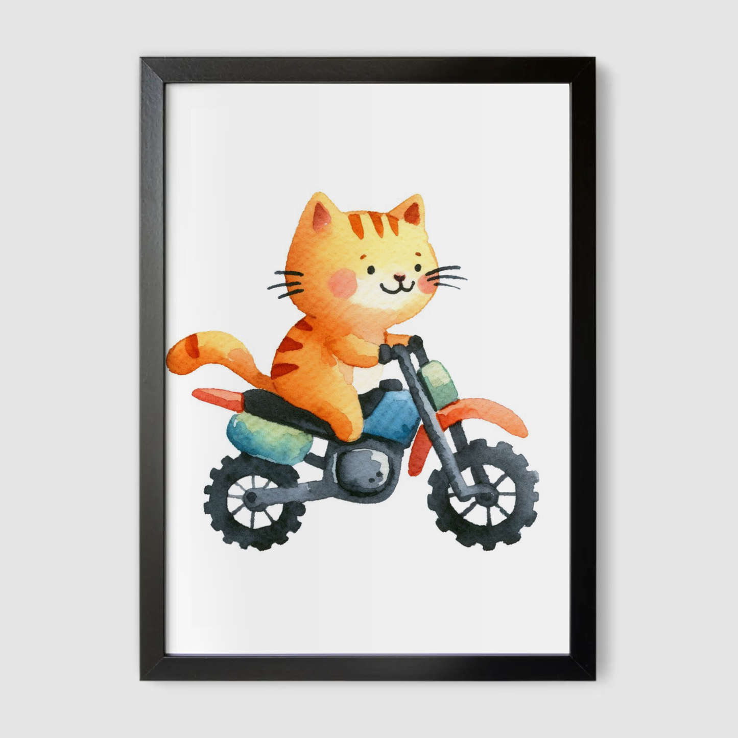 Ginger Cat Biker Print - Animal Motorbike Nursery Collection