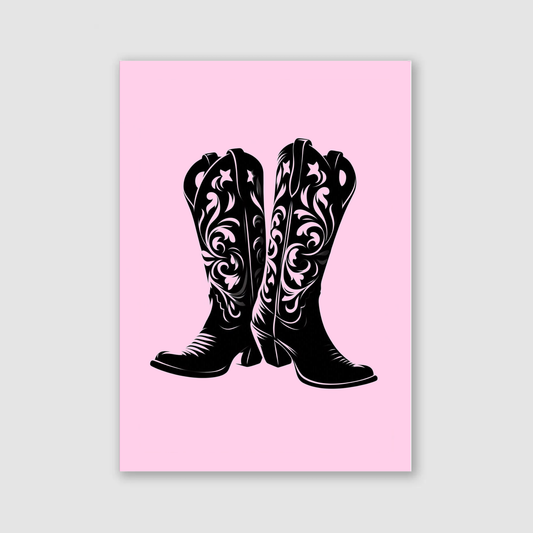 Pink Cowgirl Boots Print - Horse & Pony Collection