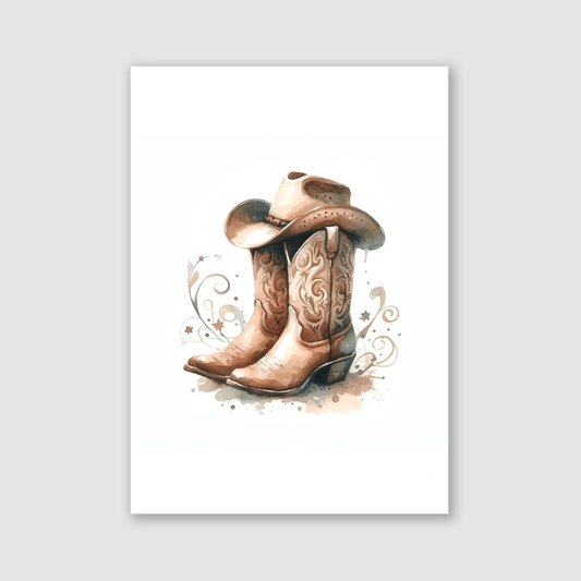 Cowgirl Boots & Hat Print - Horse & Pony Collection
