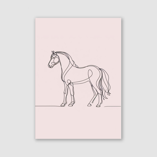 Pink Horse Line Drawing Print - Horse & Pony Collection