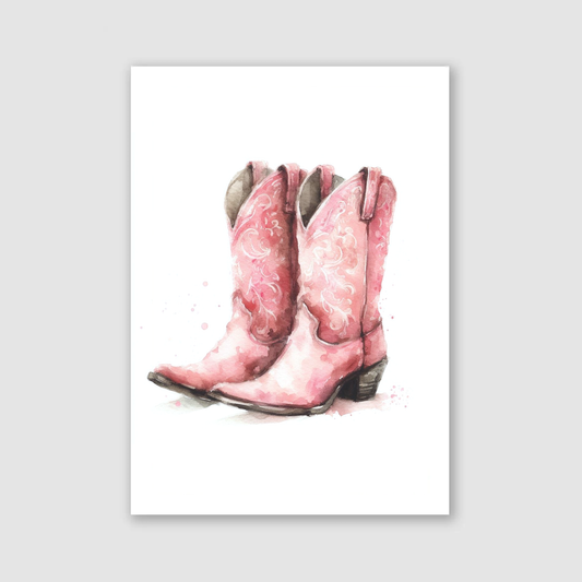 Pink Cowgirl Boots Print - Horse & Pony Collection