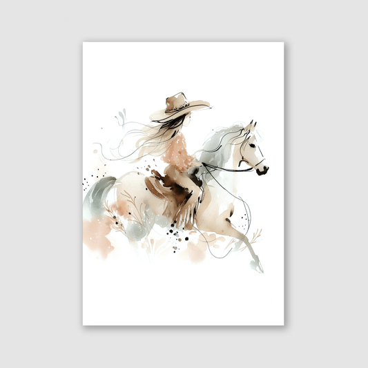 Whimsical Horse & Rider Print - Horse & Pony Collection