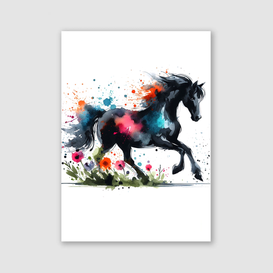 Black Horse Print - Horse & Pony Collection