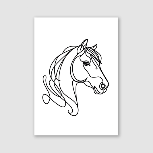 Horse Portrait Line Art Print - Horse & Pony Collection