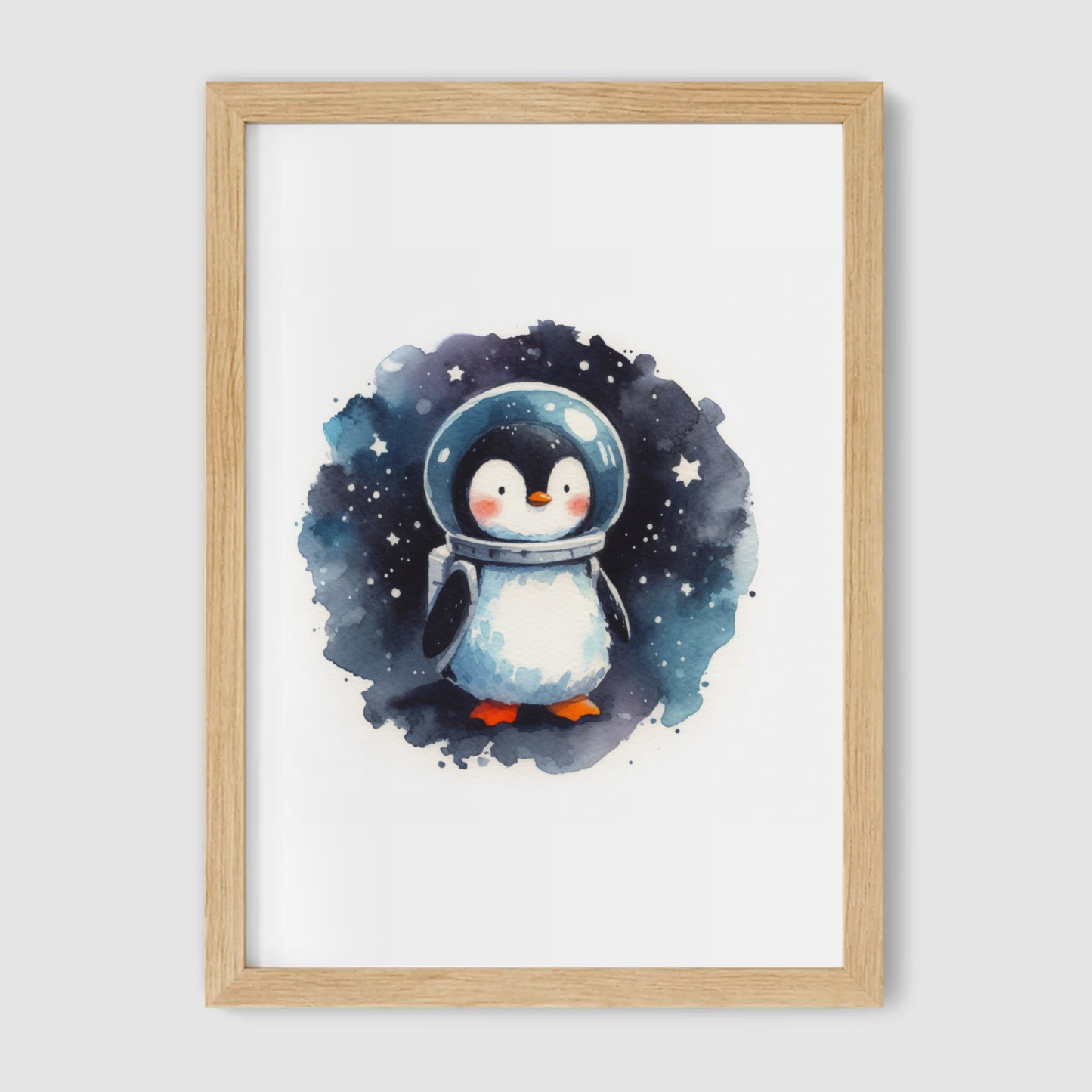 Penguin Spaceman Print - Nursery Space Collection