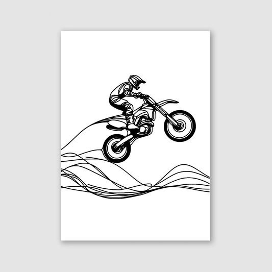 Motocross Line Art Print - Biking & BMX Collection