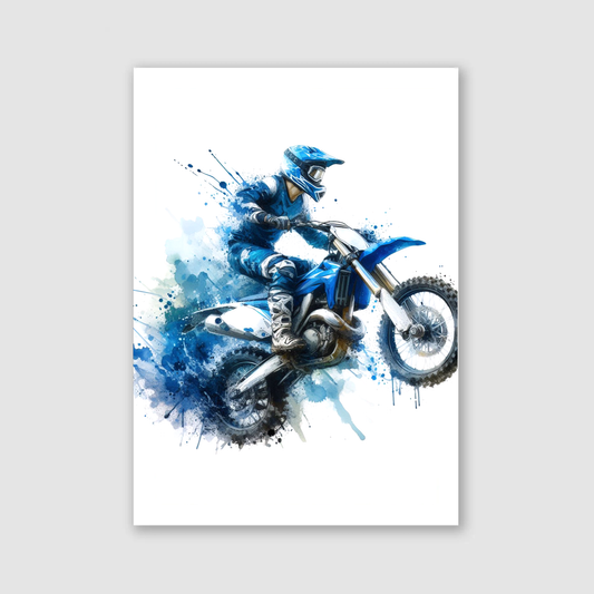 Blue Motocross Print - Biking & BMX Collection