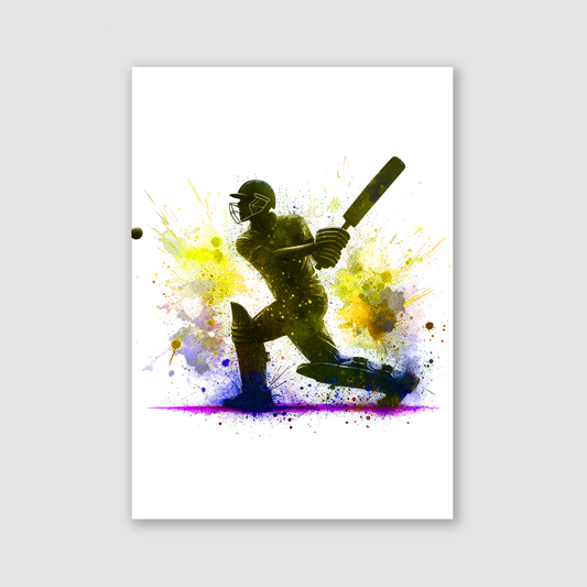 Yellow Cricket Batsman Print - Cricket Collection
