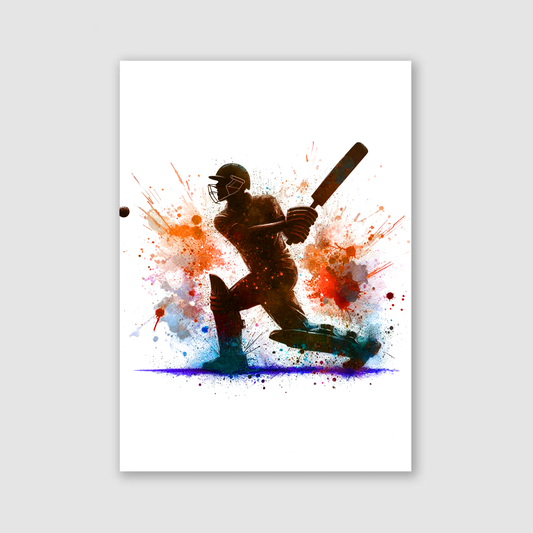 Orange Cricket Batsman Print - Cricket Collection