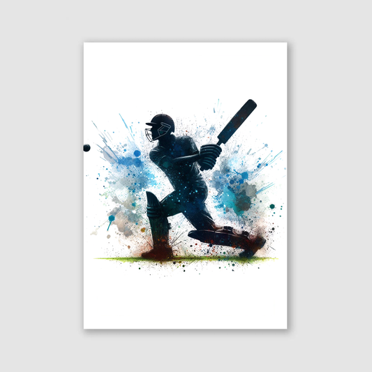 Blue Cricket Batsman Print - Cricket Collection