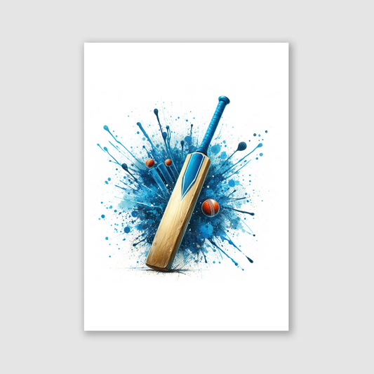 Blue Cricket Bat Print - Cricket Collection