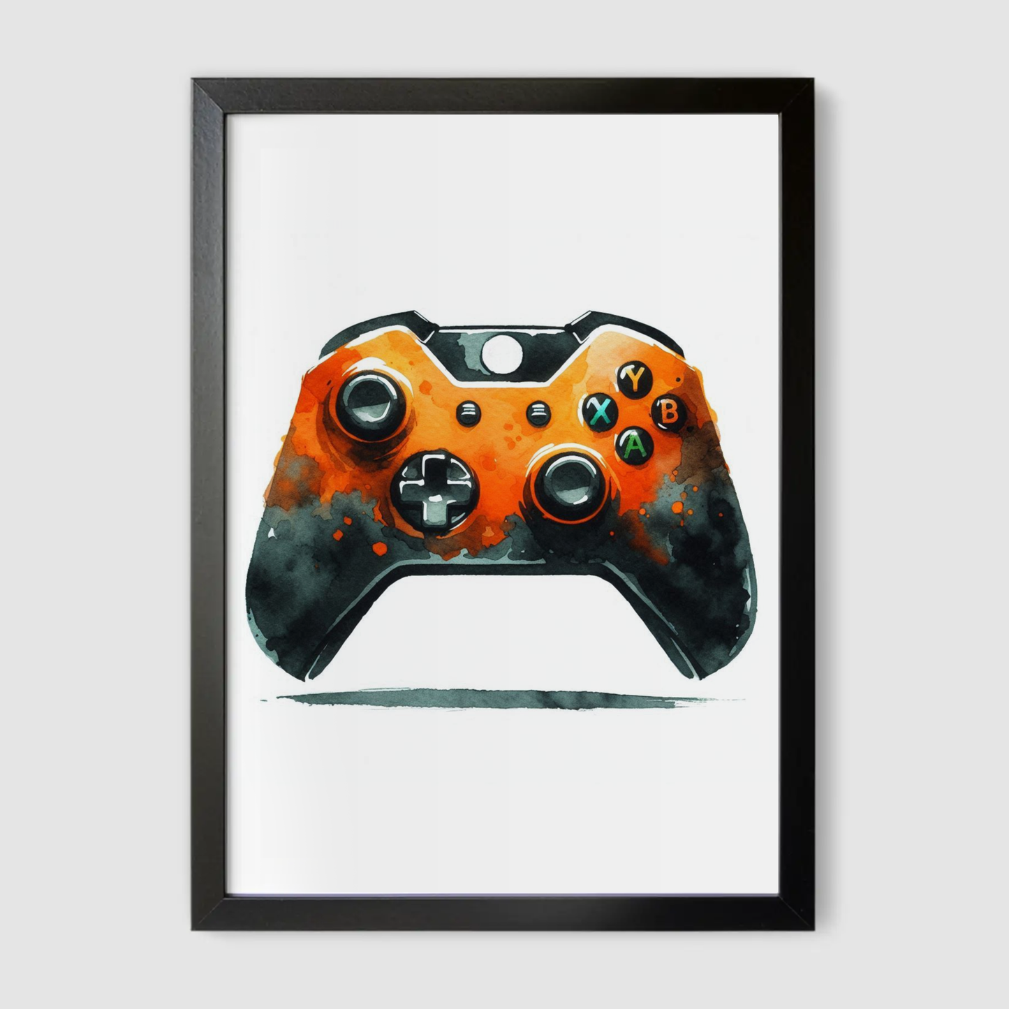 Orange & Black Controller Art Print - Gaming Collection