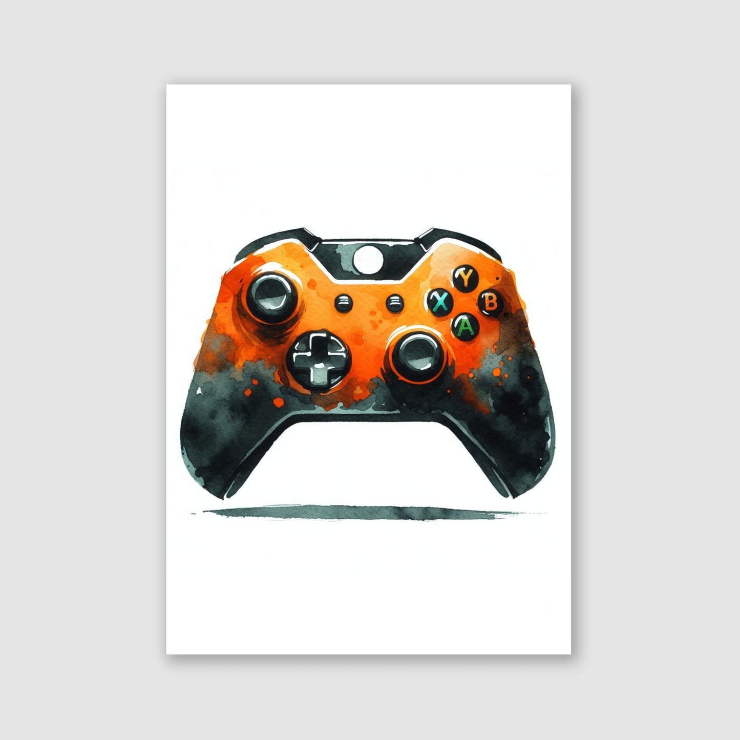 Orange & Black Controller Art Print - Gaming Collection