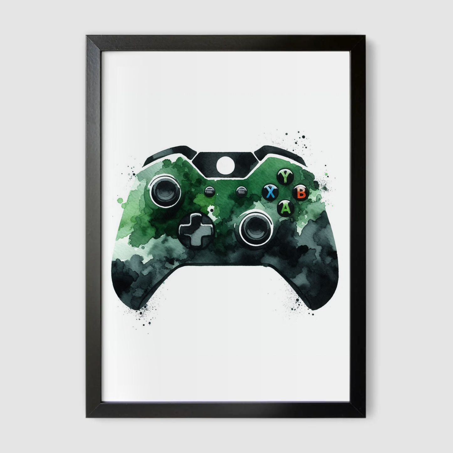 Green & Black Controller Art Print - Gaming Collection