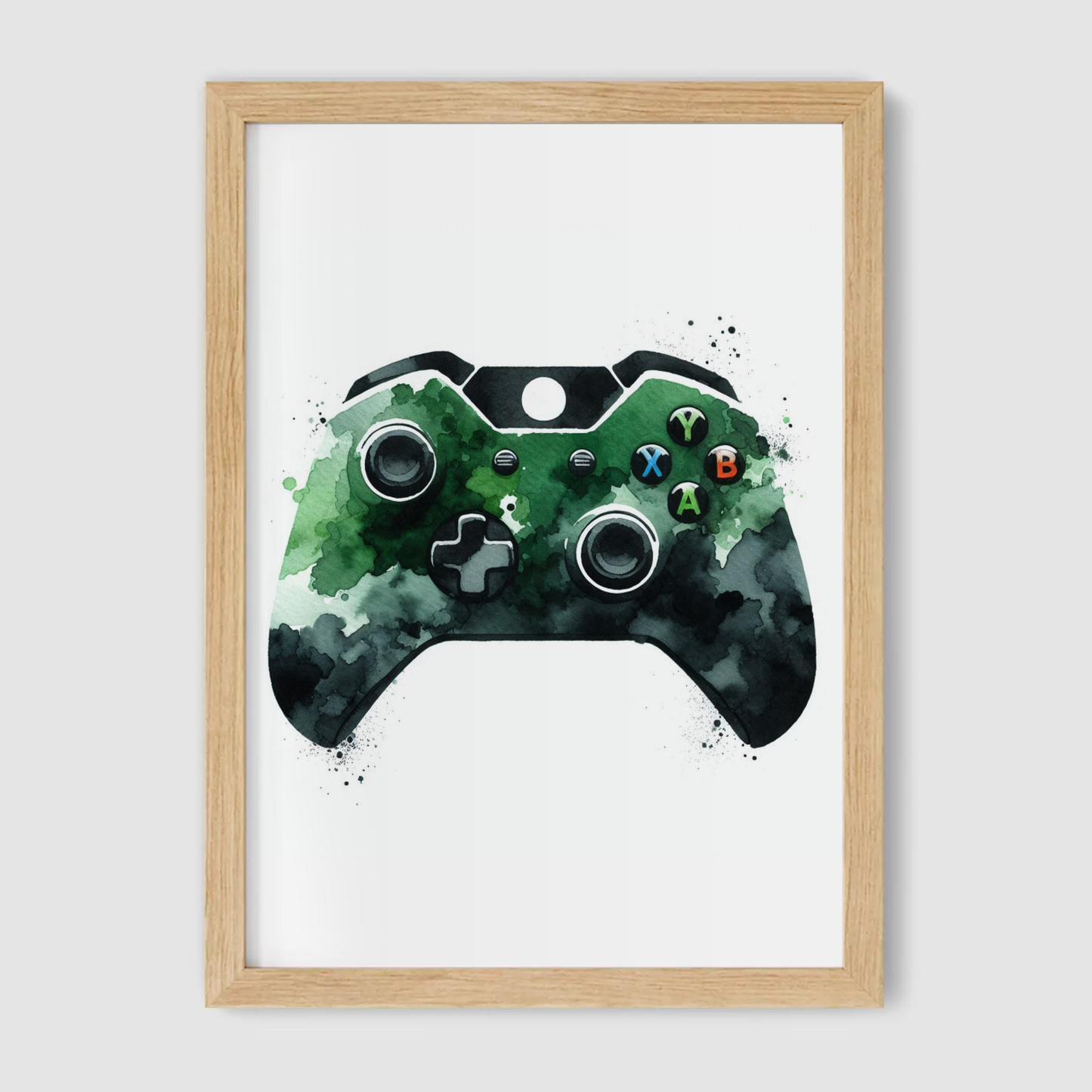 Green & Black Controller Art Print - Gaming Collection