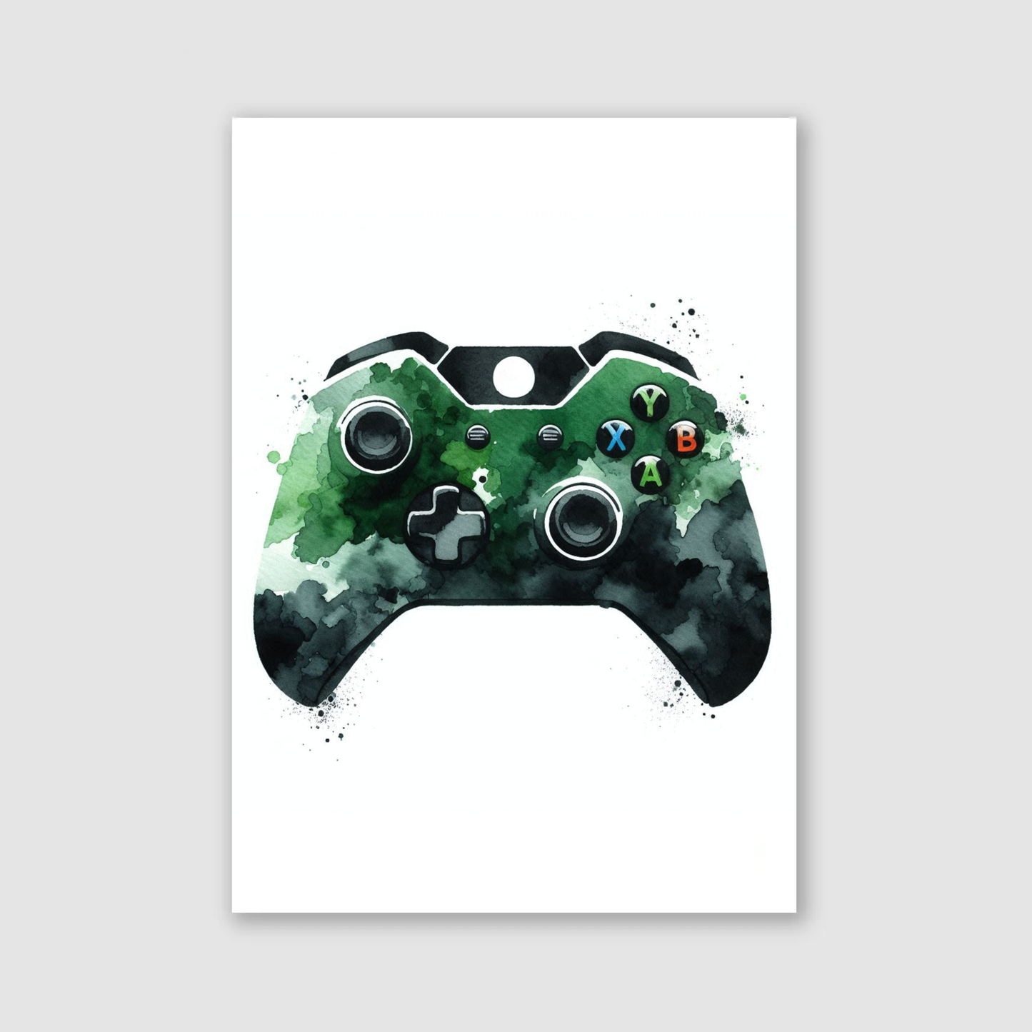 Green & Black Controller Art Print - Gaming Collection
