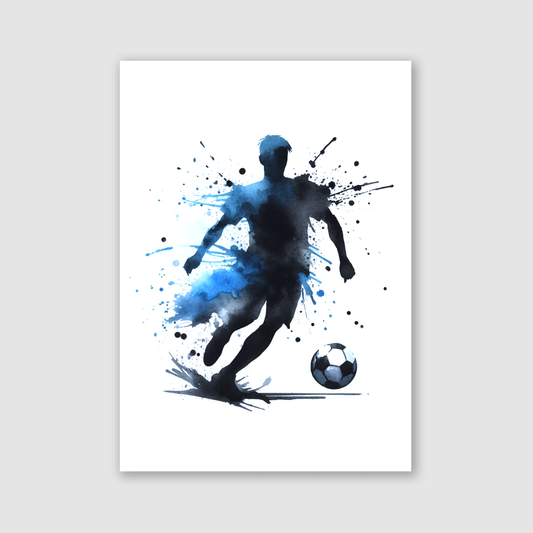 Blue Footballer Art Print - Football Collection