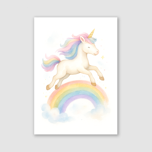 Unicorn Over The Rainbow Print - Unicorns Collection