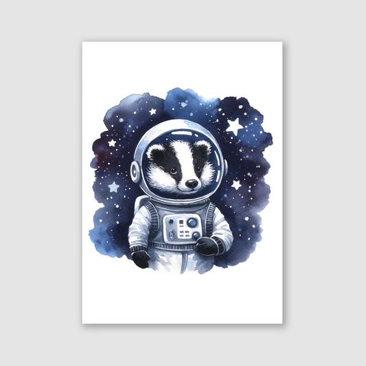 Badger Spaceman Print - Nursery Space Collection
