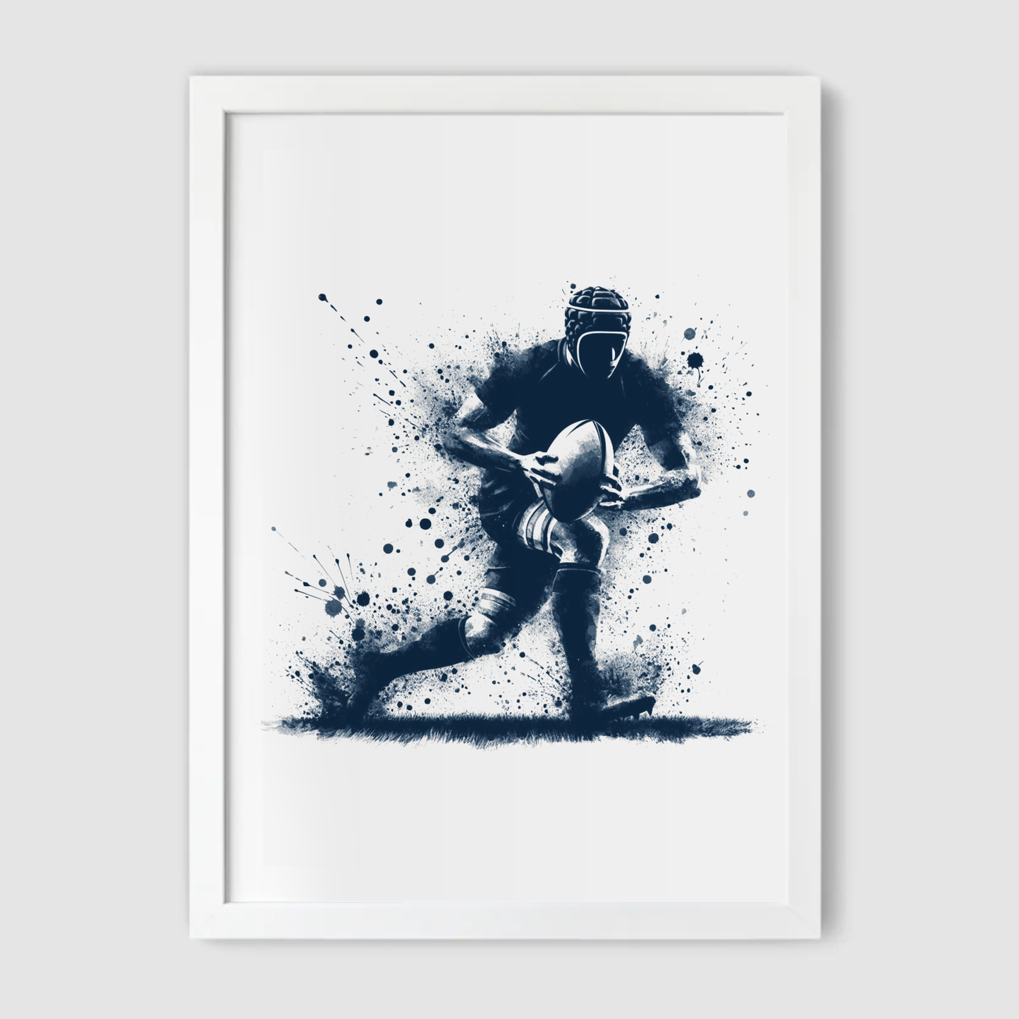 Blue Rugby Player Print - Rugby Collection