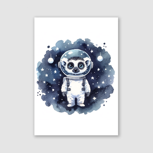 Lemur Spaceman Print - Nursery Space Collection
