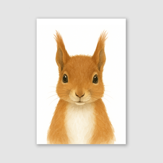 Baby Red Squirrel Nursery Print - Woodland Animal Collection