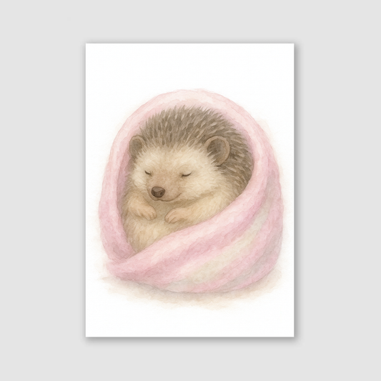 Sleeping Hedgehog Print - Cute Pets Collection