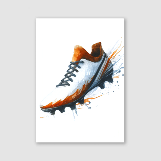 Orange & White Football Boot Print - Football Collection
