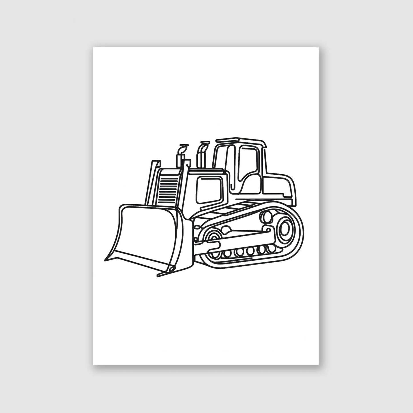 Bulldozer Line Art Print - Construction Collection