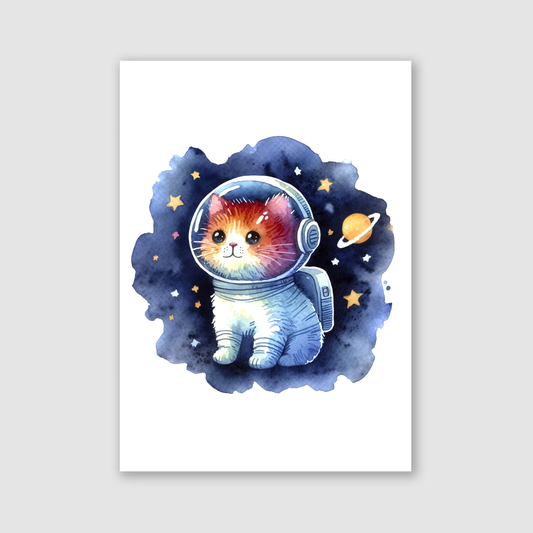 Cat Spaceman Print - Nursery Space Collection