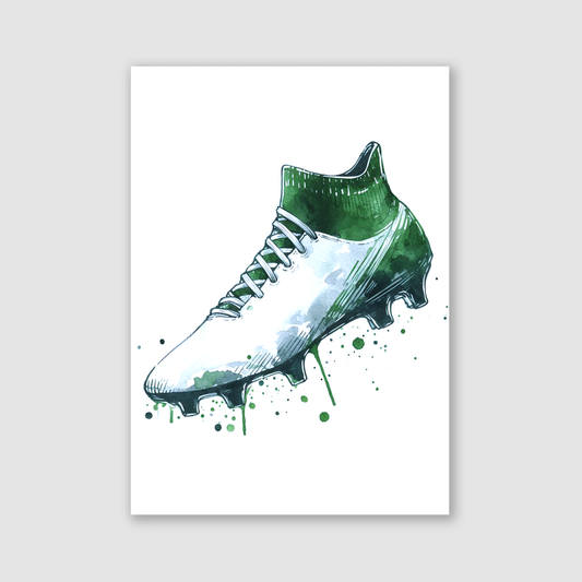 Green & White Football Boot Print - Football Collection