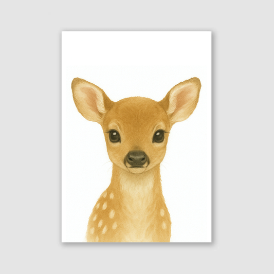 Baby Female Deer Nursery Print - Woodland Animal Collection