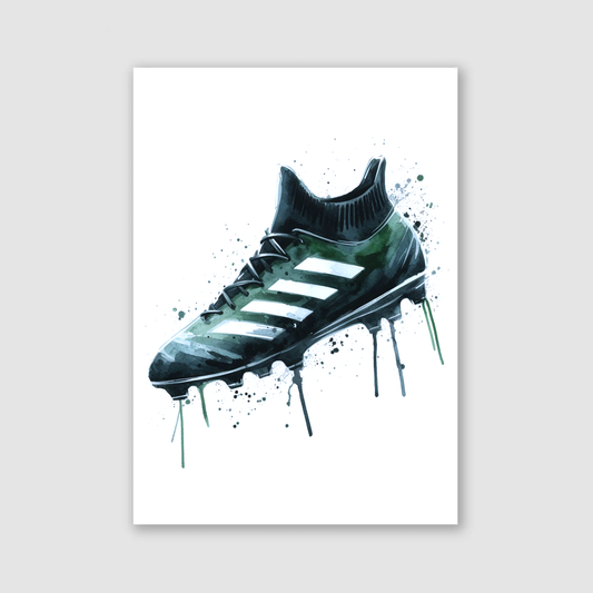 Green & Black Football Boot Print - Football Collection