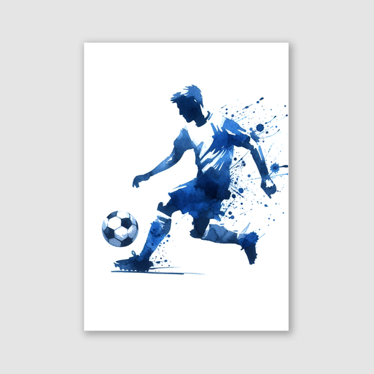 Blue & White Footballer Print - Football Collection
