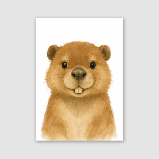 Baby Beaver Nursery Print - Woodland Animal Collection