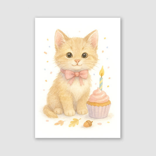 Birthday Kitten Print - Cute Pets Collection