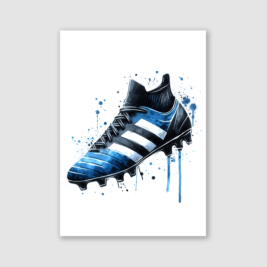 Blue & Black Football Boot Print - Football Collection