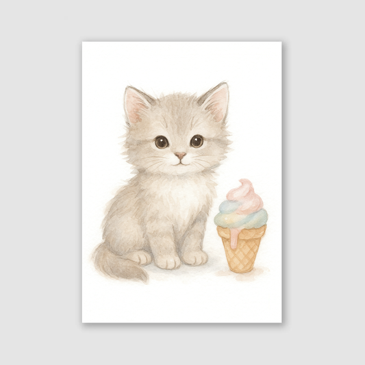 Hungry Kitten Print - Cute Pets Collection