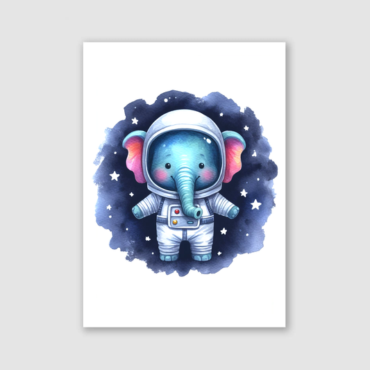 Elephant Spaceman Print - Nursery Space Collection