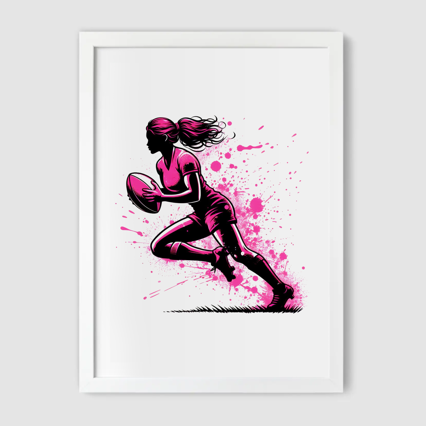 Pink Girl Rugby Player Print - Rugby Collection