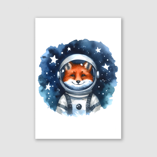 Fox Spaceman Print - Nursery Space Collection