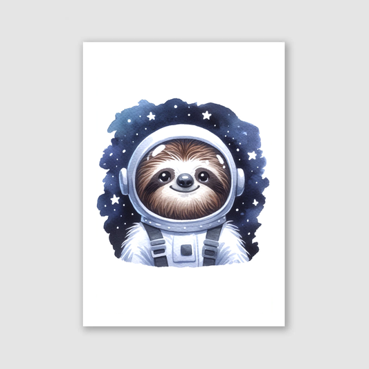 Sloth Spaceman Print - Nursery Space Collection